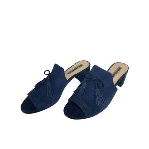 Karl Lagerfeld Paris Navy Blue Suede Tassel Holly Mule Women’s Sandals/ SZ 9.5